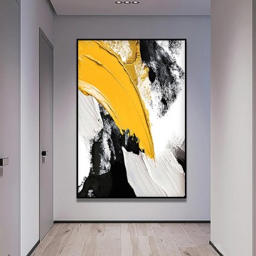  pared Lienzo - Pincel amarillo negro abstracto08 de Palette Knife arte de pared minimalismo